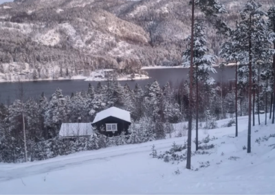 winterview van het noorse huisje